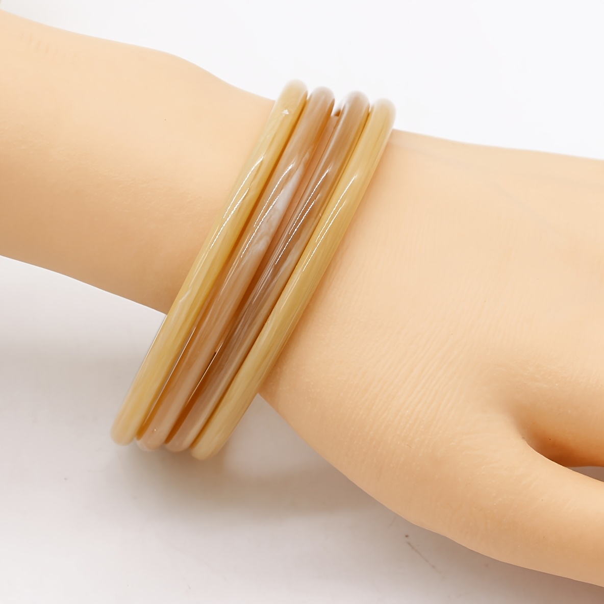 4pc Colored Cloud Mist Pattern Imitation Thin Bangle Set